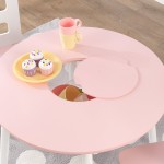 Masuta rotunda Roz cu doua scaunele si spatiu de depozitare- Pink Round Table Kidkraft
